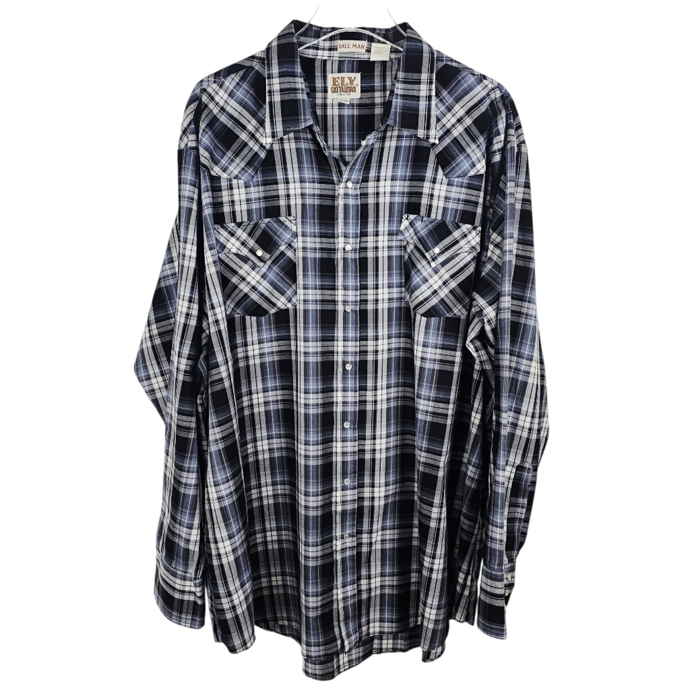Fly Cattleman Tall Man Plaid Snap Front Shirt 3XL Tall
